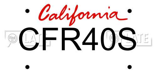 CFR40S California License Plate
