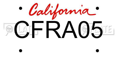 CFRA05 California License Plate