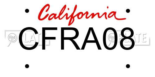 CFRA08 California License Plate