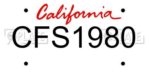 CFS1980 California License Plate