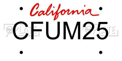 CFUM25 California License Plate