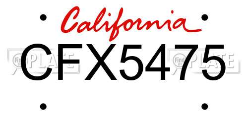 CFX5475 California License Plate