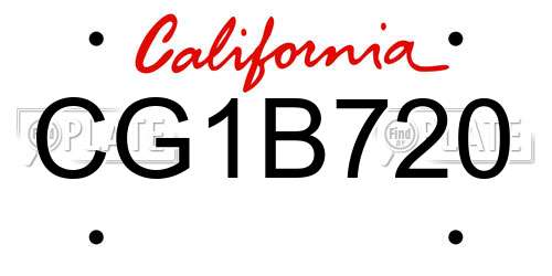 CG1B720 California License Plate
