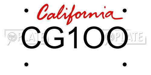 CG1OO California License Plate
