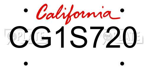 CG1S720 California License Plate