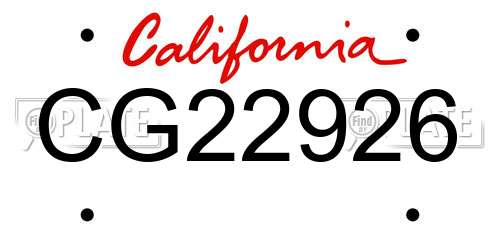 CG22926 California License Plate