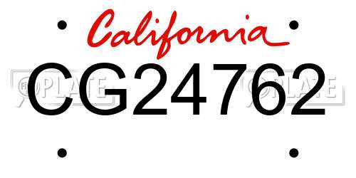 CG24762 California License Plate
