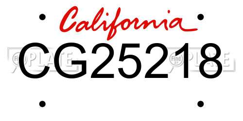 CG25218 California License Plate