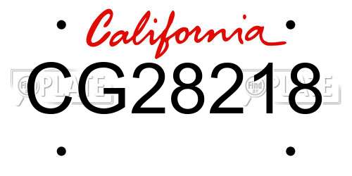 CG28218 California License Plate