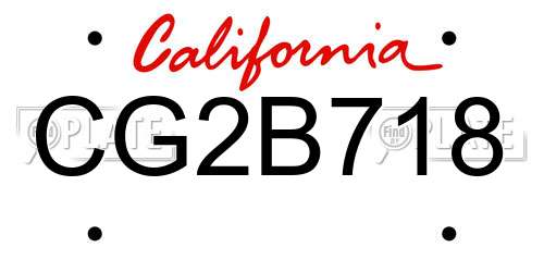 CG2B718 California License Plate