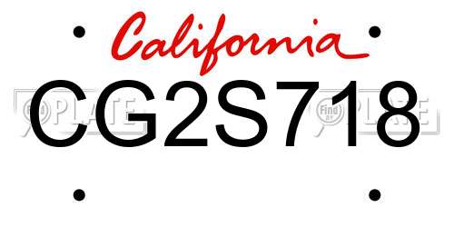 CG2S718 California License Plate