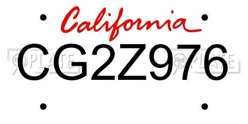CG2Z976 California License Plate