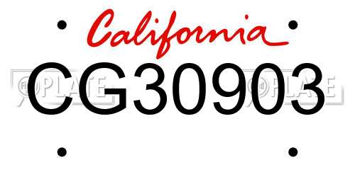 CG30903 California License Plate