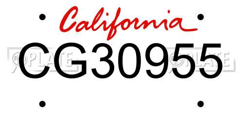 CG30955 California License Plate