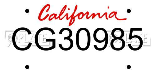 CG30985 California License Plate