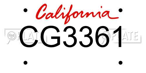 CG3361 California License Plate