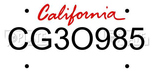 CG3O985 California License Plate