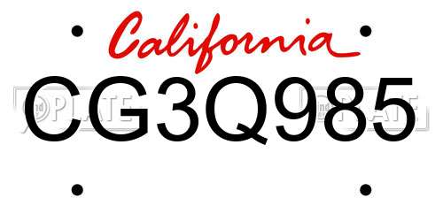 CG3Q985 California License Plate