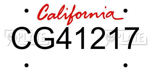 CG41217 California License Plate