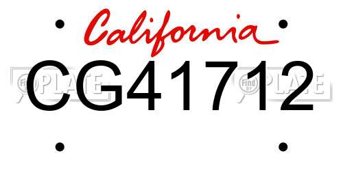 CG41712 California License Plate