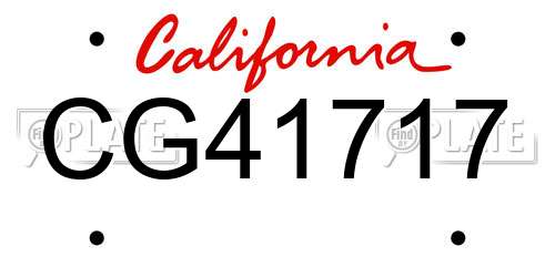 CG41717 California License Plate