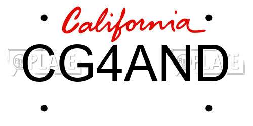 CG4AND California License Plate