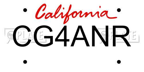 CG4ANR California License Plate