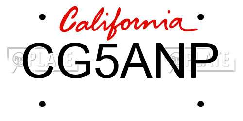 CG5ANP California License Plate