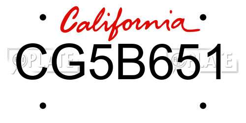 CG5B651 California License Plate
