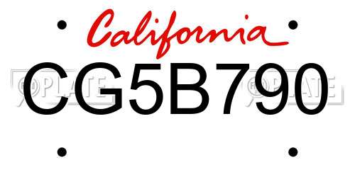 CG5B790 California License Plate