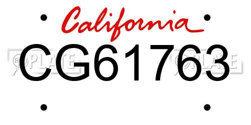 CG61763 California License Plate