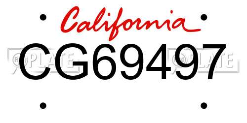 CG69497 California License Plate