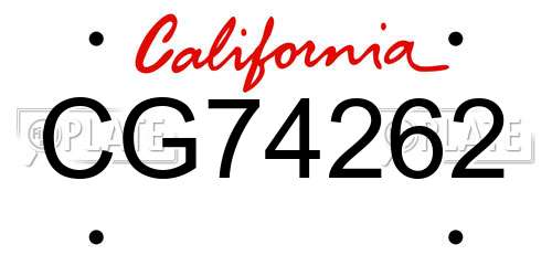 CG74262 California License Plate