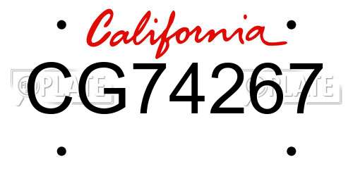 CG74267 California License Plate