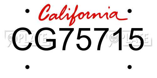 CG75715 California License Plate