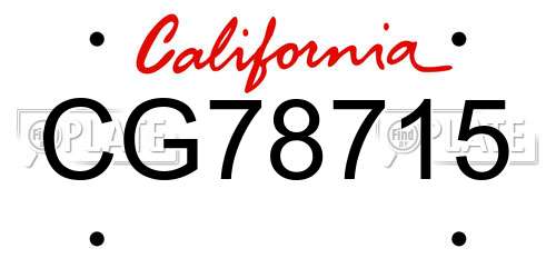 CG78715 California License Plate