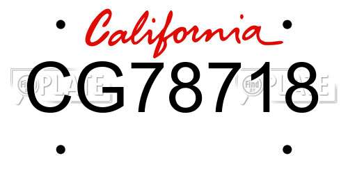 CG78718 California License Plate