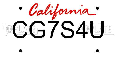 CG7S4U California License Plate