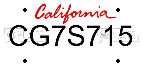 CG7S715 California License Plate