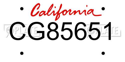 CG85651 California License Plate