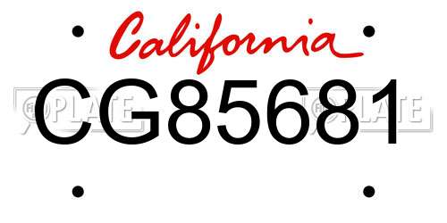 CG85681 California License Plate