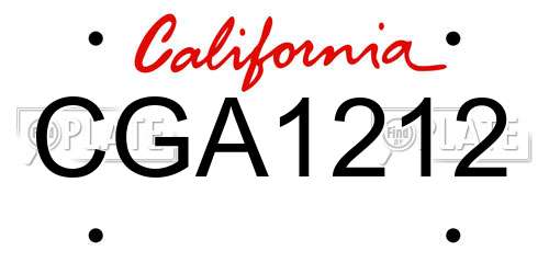 CGA1212 California License Plate
