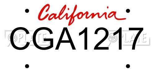 CGA1217 California License Plate