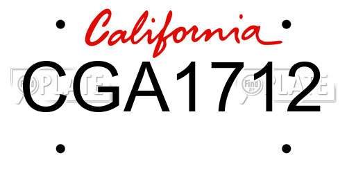 CGA1712 California License Plate