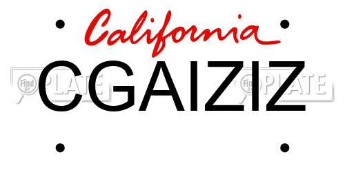CGAIZIZ California License Plate