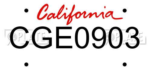 CGE0903 California License Plate