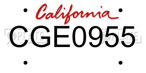 CGE0955 California License Plate