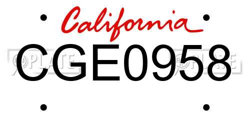 CGE0958 California License Plate