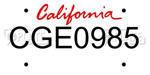 CGE0985 California License Plate