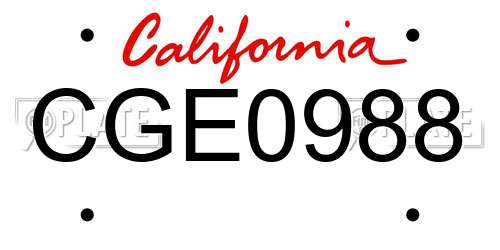 CGE0988 California License Plate